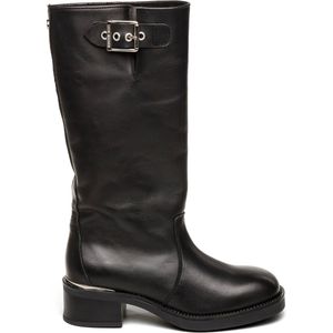 Steve Madden Bonna Boot – Zwarte Leren Dameslaars met Gespdetails maat 39 Vrouwen