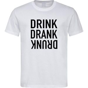 Wit Fun T-Shirt met “ Drink. Drank, Drunk “ print Zwart  Size XS
