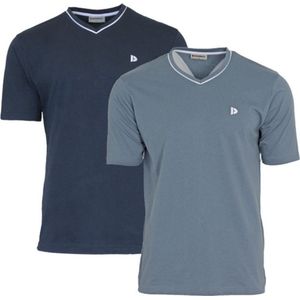 2-Pack Donnay T-shirt - sportshirt - V-Hals shirt - Heren - Navy/Blue grey - Maat S