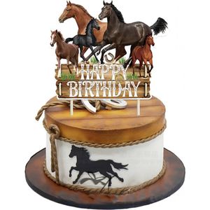 Let's Party Paard taart vlag - cocktail prikker - cupcake decoratie - prikkers met versiering - taartversiering