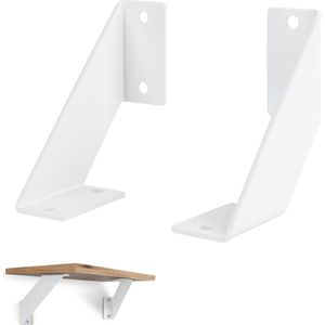 Boraboi ® Witte Metalen Planksteun Met Hoog Draagvermogen Voor Diverse Toepassingen, 10 cm, Set Van 2 Stuks