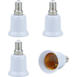 Intirilife E14 naar E27 fittingadapter in WIT - 4x lampadapter voor het omzetten van E14 naar E27 - set van 4 converters voor fitting voor gloeilampen, LED, halogeen, spaarlampen