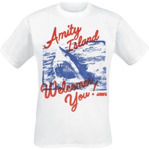 Jaws Amity Island Welcomes You - Oversize Heren T-shirt - wit - S