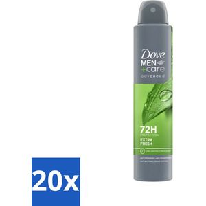 20 x Dove Men+Care Deodorant Spray - Extra Fresh - 200 ml - Langdurige Bescherming - Zweet - Lichaamsgeur - Hydraterend - Vegan