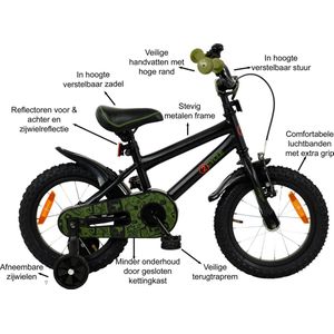 2Cycle BMX - Kinderfiets - 14 inch - Zwart-Groen - Jongensfiets - 14 inch fiets