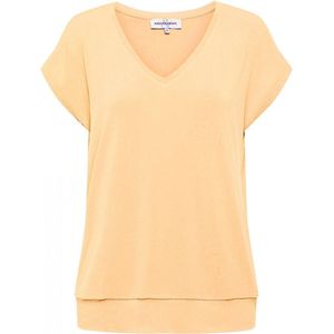 &Co Woman - OS-Peach - T-shirt - V-hals - Korte Mouw