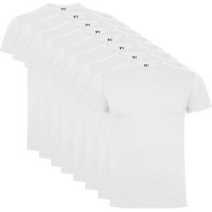 8 Pack Roly Dogo Premium Heren T-Shirt 100% katoen Ronde hals wit, Maat S