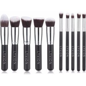 Make-up kwasten Geschenkset 10-delig Synthetisch haar - Zwart en Zilver