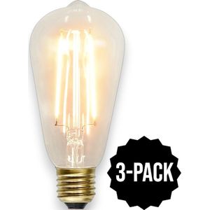 3-Pack | Druppel-Edison lamp - E27 - 2.3W - Super Warm Wit <2200K - Filament - Helder
