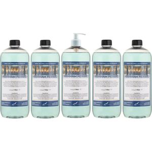 Handzeep Hammam Herbal 1 liter - set van 5 stuks - met gratis pomp - Voordeelverpakking