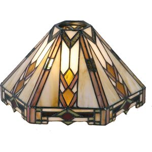 LumiLamp Lampenkap Tiffany 26x22x15 cm Beige Bruin Glas Driehoek Glazen Lampenkap