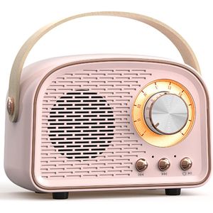 Retro Bluetooth-luidspreker, schattige mini draagbare draadloze luidspreker met TWS voor thuis en buiten, vintage decoratie, cadeaus voor meisjes, tieners en vrouwen. Roze