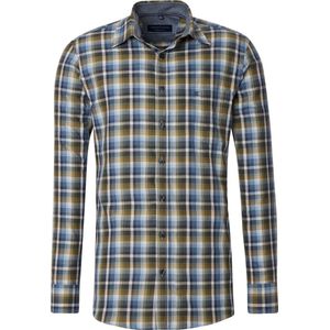 CASA MODA - Sport Casual Fit - Overhemd - Groen met Blauw en Wit Geruit - Strijkvriendelijk