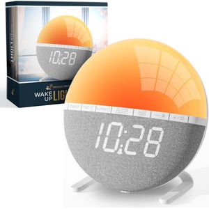 Wekker en Wake up light met Nachtlampje – Digitale Wekker -7 wekgeluiden – Snooze – Dim Display – Makkelijk Bedienen - 100% Garantie