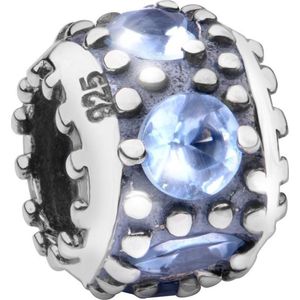 Quiges - 925 - Zilveren - Bedels -Sterling zilver - Beads - Zirkonia Blauw Kraal Charm - Geschikt – voor - alle bekende merken - Armband Z644