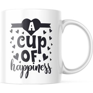 Mok met tekst: ""A cup of happiness"" |  Grappige Cadeaus | Koffiemok | Koffiebeker | Theemok | Theebeker