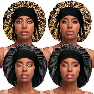 Clord - Slaapmutsen - Zijdezacht - Grote Maat - Voor Krullend Haar - Set van 4