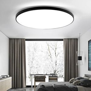 Kibus Plafond Paneellamp - Plafondlamp - Plafonniere - Zwart - Dimbaar - 32CM Rond - Afstandsbediening - Timer - Waterdicht - Plafonlampen