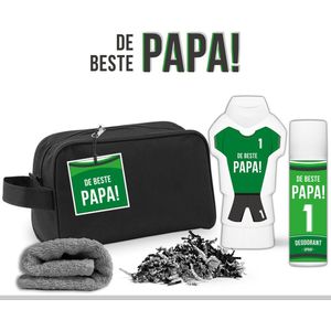Geschenkset ""De beste papa"" - 4 Producten - 600 Gram | Toilettas - Verjaardag - Vaderdag - Cadeau - Voor Hem - Douchegel & Deodorant pakket - Nummer 1 - Groen