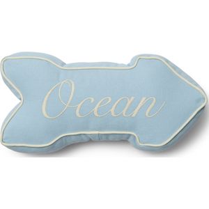 Riviera Maison Sierkussen pijlvorm Blauw - Beach Sign Decoratief kussen - Katoen - (LxBxH) 50x21.5x8