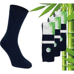 3 Paar Boru Bamboo Sokken - Bamboe - Badstof - Donker Blauw - Maat 43-45
