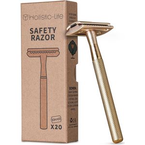 Duurzame Safety Razor met 20 Roestvrijstalen Mesjes – Perfect voor Vrouw & Man – Zero Waste Cadeau