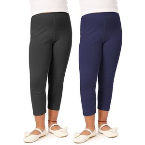 Merry Style Meisjes 2Pack Leggings - Sport - Vrijetijdsbroek – ¾ Lang - Viscose - Sporbroek - Yogabroek – Zwart / Navy blauw(2pack) – 110 - MS-MS10-131-LE-2P