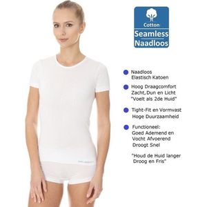 Brubeck Comfort Dames Ondergoed T-Shirt - Naadloos Shirt Elastisch Katoen - Wit XL