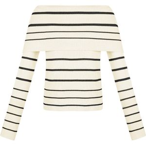 Gestreepte off shoulder top - nieuwe collectie - dames - wit - maat S/M