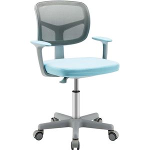 Kinderbureaustoel 360° draaibaar, jeugdstoel 80-91,5 cm in hoogte verstelbaar, computerstoel voor kinderen van 3-10 jaar oud (blauw)