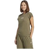 adidas - W LIN SJ T - T-shirt - Olive Strata/White - Basic van Zacht Materiaal