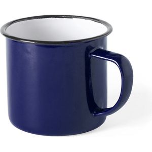 Emaille Mok - Koffiemok - Drinkbeker - Koffiemokken met oor - Retro - 380 ml - Metaal - Blauw