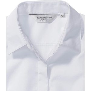 Russell Collectie Dames/Dames Lange Mouwen Poly-Katoen Gemakkelijk Onderhoud Gepaste Poplin Shirt (Wit)