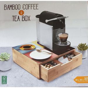 Koffie- en theedoos - Bamboe theedoos - Capsulehouder - Keukengereihouder - Keukengerei houder organizer - Voorraad pot - Voorraadkist - Keukengerei pot - Voorraad doos koffie -