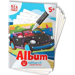 Kleuren met Zand - 5 Zelfklevende Auto Tekeningen voor Kinderen vanaf 5 Jaar