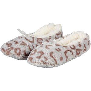 Apollo - Ballerina Sloffen - Beige - Fleece - Antislip - Dierenprint