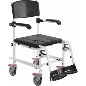 Mobiele douche toiletstoel op wielen - Douchestoel en toiletstoel in 1