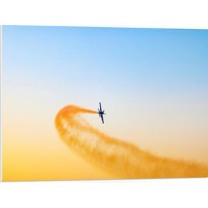 WallClassics - PVC Schuimplaat- Zweefvliegtuig met Oranje Rook - 80x60 cm Foto op PVC Schuimplaat