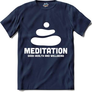 Meditation | Yoga - Namaste - Yoga mat - T-Shirt - Unisex - Navy Blue - Maat 3XL