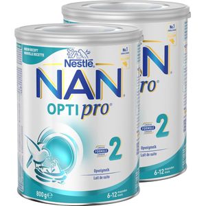 Nestlé NAN OptiPro 2 - Groeimelk voor Baby's vanaf 6 Maanden - Voedzame Formule met Essentiële Nutriënten - 2 x 800g