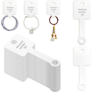 100pcs Small Business Adhesive Keychains Bracelet Holder for Jewelry Supplier Bracelets Earrings Jewelry Making Supplies (White) by JJUNW