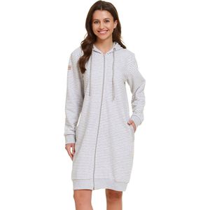 Doctor Nap Warme Katoenen Badjas Kamerjas Dames met Rits Stripes Grijs SMZ.5246 44 / XXL