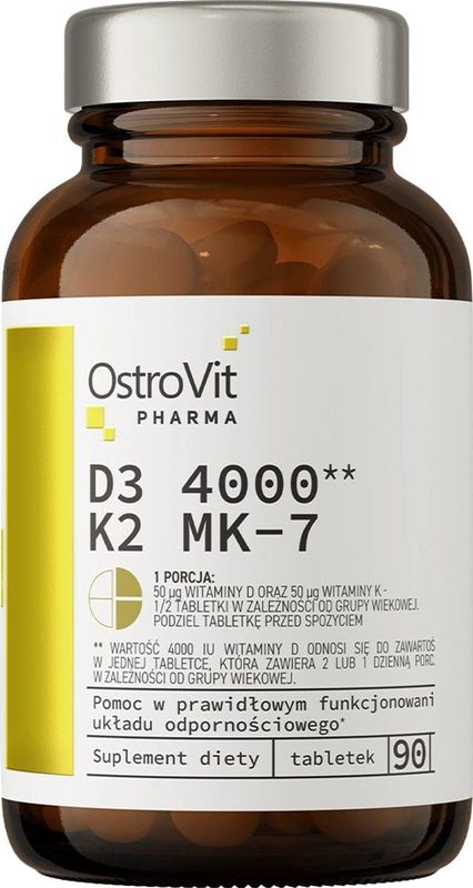 OstroVit - D3 4000 IE + K2 MK-7 - Vitamine Supplement - 90 Tabletten