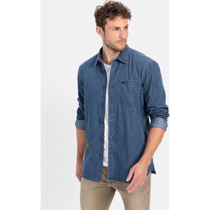 camel active Lange mouw shirt in denimlook - Maat menswear-M - Nachtblauw