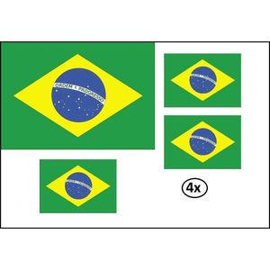 4x Vlag Brazilie 90cm x 150cm