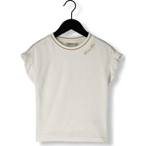 Like FLO Metallic Jersey Ruffle Rib Tee Tops & T-shirts Meisjes - Shirt - Gebroken wit - Maat 110