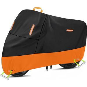Waterdichte motorhoes - 245*105*125cm - Buiten motorhoes - Waterdichte motorhoes - Motorhoes - Binnen- en buitengebruik - Universele motorhoes - 210D Oxford-stof - XXL - Oranje