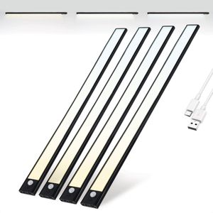 Brendz Keukenverlichting Onderbouw LED, Onderbouwverlichting, 4 x 60cm, USB-C Oplaadbare Led-Strip, 4400mAh, 3 Kleurtemperaturen, Dimbaar, Magnetisch, Keukenverlichting Draadloos, Kastverlichting, Puyo Zwart