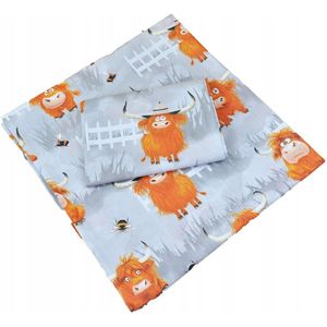 Kinderbeddengoed Katoen 100x160cm + 50x60cm - Grijs Stierenpatroon