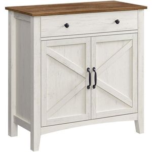 Signature Home keukenkast - dressoir met laden - opbergkast met deuren - Kast verstelbare plank - landelijke stijl - voor woonkamer - keuken - eetkamer - vintage wit-honingbruin